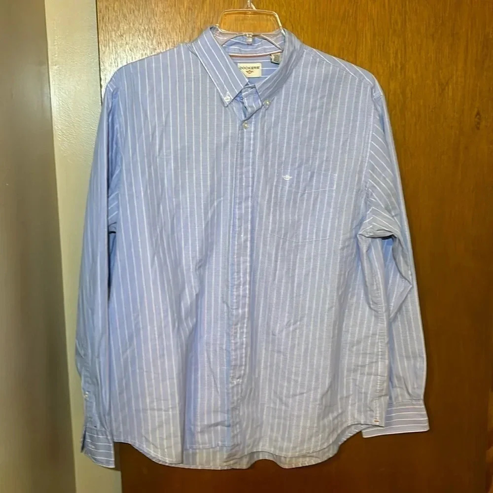 Docker’s Men’s Button Down Shirt Blue/White Size XL